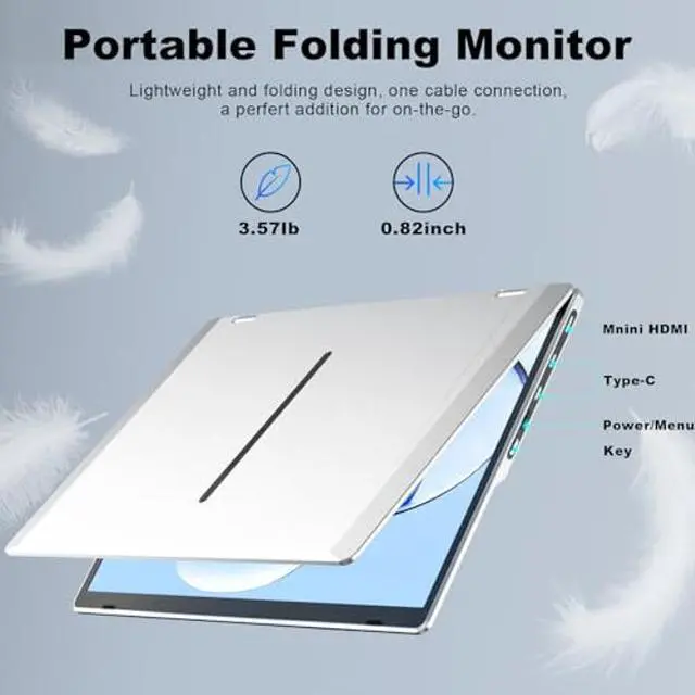 Alt view image 5 of 5 - KEFEYA Laptop Screen Extender, 15.6" Folding Portable Monitor for Laptop, 1080P FHD IPS Triple Monitor Extension for Laptop with Windows MacOS, One Cable/340deg Rotation/VESA Mountable/Ergo Design
