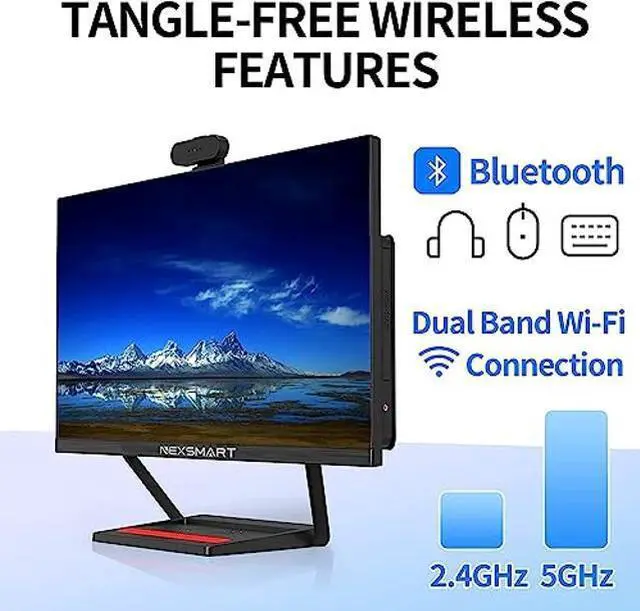 Alt view image 4 of 5 - Desktop Computer 23.8inch All in One PC with Intel Core i7-4785t 16GB RAM 512GB SSD, 360degAdjustable Webcam, Charging Panel, Supporting Dual-Band WiFi, Bluetooth 4.2,Black