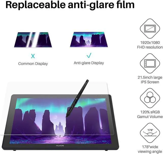 Alt view image 2 of 5 - HUION KAMVAS 22 Graphics Drawing Tablet with Screen and Single Monitor Arm
