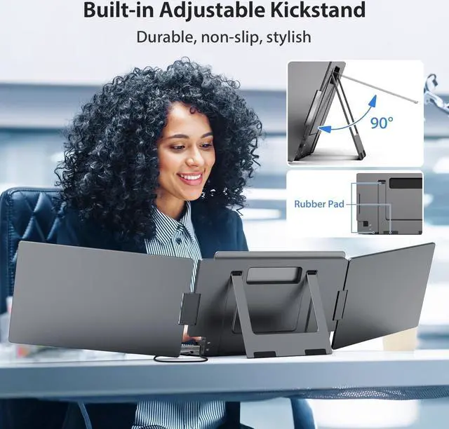 Alt view image 5 of 5 - KYY Laptop Screen Extender, 14'' FHD 1080P USB-C Portable Monitor, IPS Computer Display, Dual Monitor for Triple Screen, Monitor for 12"-16" Laptop (Mac, Wins, Android)