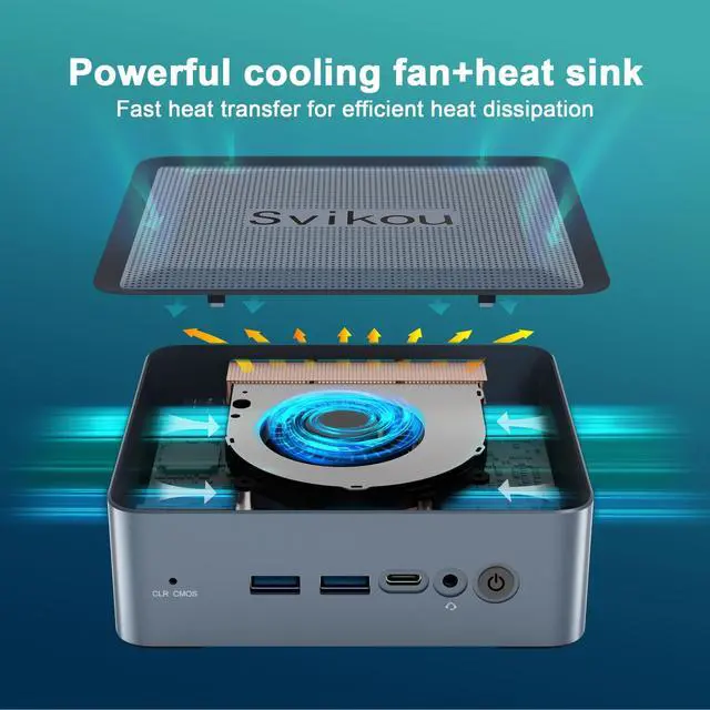 Alt view image 5 of 5 - Svikou Mini PC [(Win 11Pro & Office 2019)]  AMD Ryzen 7 5800U(up to 4.4GHz) 32GB DDR4 RAM 1TB NVMe SSD 8 Core Mini Desktop Computer Support Three Screen/4K HD Output/WiFi 6/BT 5.2/HDMI(32+1TB)
