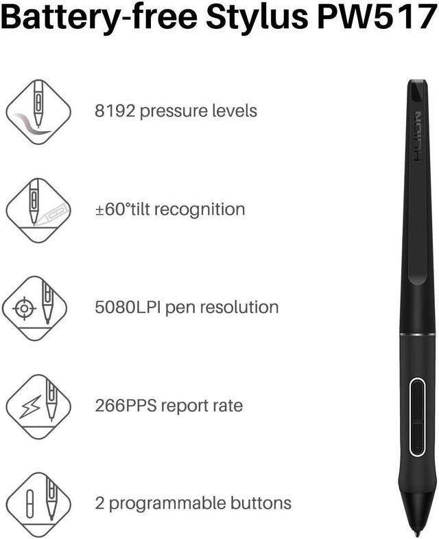 Alt view image 4 of 5 - HUION KAMVAS 22 Drawing Tablet with Screen 120% sRGB PW517 Battery-Free Stylus Adjustable Stand, 21.5inch Pen Display for Windows PC, Mac, Android