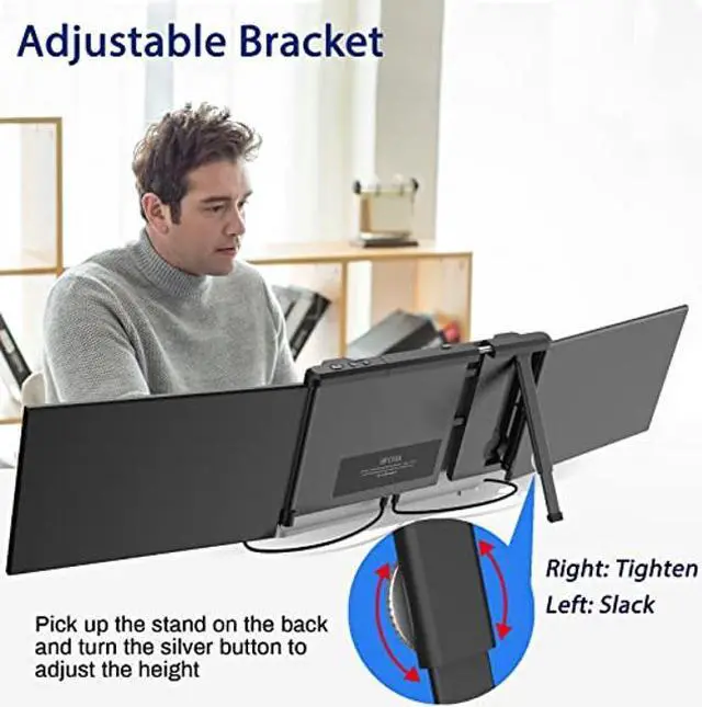 Alt view image 4 of 5 - BQAA 13.3" Portable Dual Triple Portable Monitor for Laptop, Support M1 MacBook Laptop Screen Extension, FHD 1080P IPS Mobile Display Type-C/PD/TF for Windows Mac 13.3"-16.5" Laptops P2 Pro