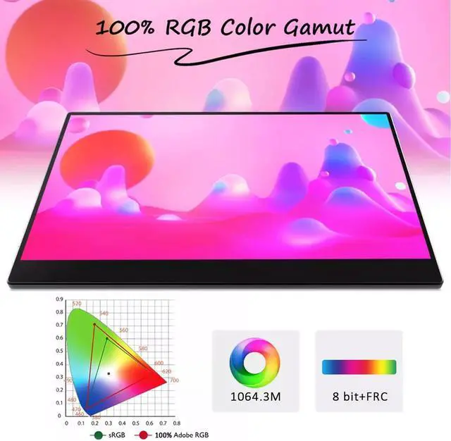 Alt view image 3 of 5 - Asixxsix 15.6 inch 4K Portable Monitor IPS Screen with HDR and FreeSync, 4096 Levels Pressure Sensitivity Stylus, Multigesture Touch, 10000mah Battery, Wireless Screen Projection, for