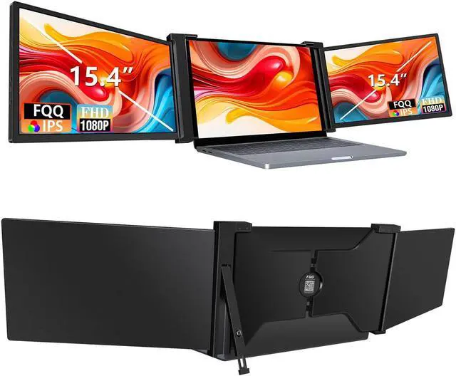 Main image of FQQ 15.4" Triple Portable Monitor for 15.6-17.3" Laptops, 1080P FHD IPS Laptop Screen Extender, Dual Monitor Display Compatible with MacOS, Windows, M1 Pro, M1 Max, Powered by USB-C & HDMI
