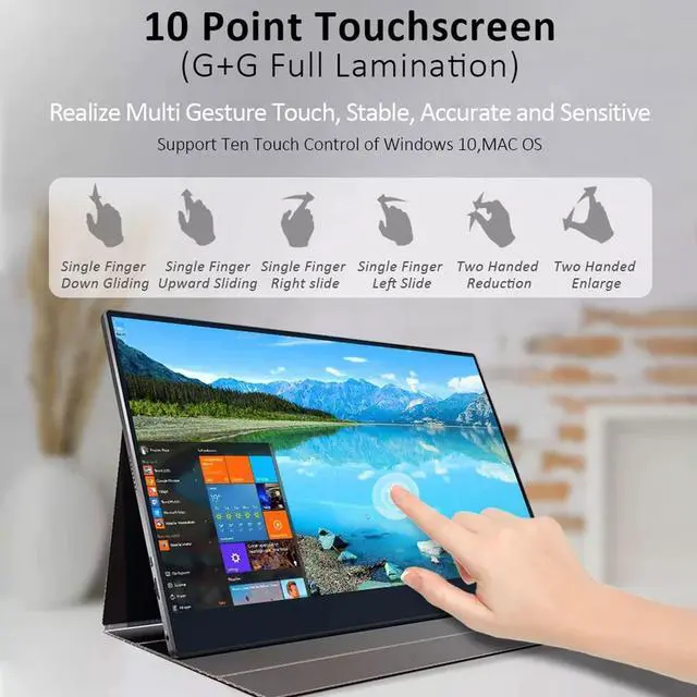 Alt view image 5 of 5 - Asixxsix 15.6 inch 4K Portable Monitor IPS Screen with HDR and FreeSync, 4096 Levels Pressure Sensitivity Stylus, Multigesture Touch, 10000mah Battery, Wireless Screen Projection, for