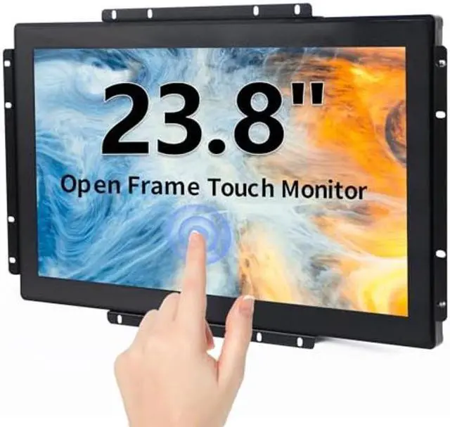 Main image of Senisway 23.8 Inch Open Frame Capacitive Touch Screen LCD Monitor Surface is IP65 Waterproof 1920x1080 @ 60Hz TFT LCD IK08 Input Industrial Monitor 10 Finger Capacitive Touch