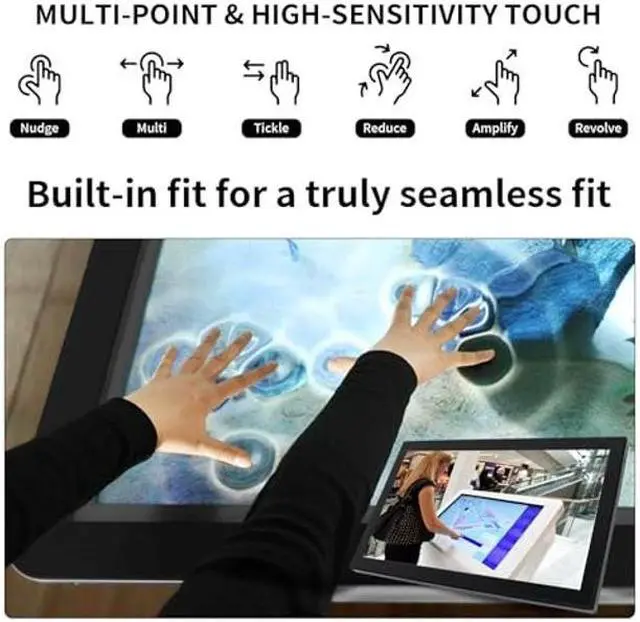 Alt view image 4 of 5 - Senisway 23.8 Inch Open Frame Capacitive Touch Screen LCD Monitor Surface is IP65 Waterproof 1920x1080 @ 60Hz TFT LCD IK08 Input Industrial Monitor 10 Finger Capacitive Touch