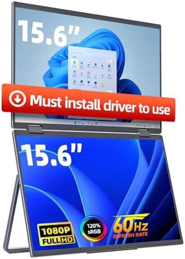Main image of cocopar Laptop Screen Extender - Double 15.6 inch 1080P Dual Screen Monitor with Speaker HDMI USB-C Triple Monitor for Laptop MacBook Surface PC Xbox PS5 Switch w/Kickstand, VESA Mountable