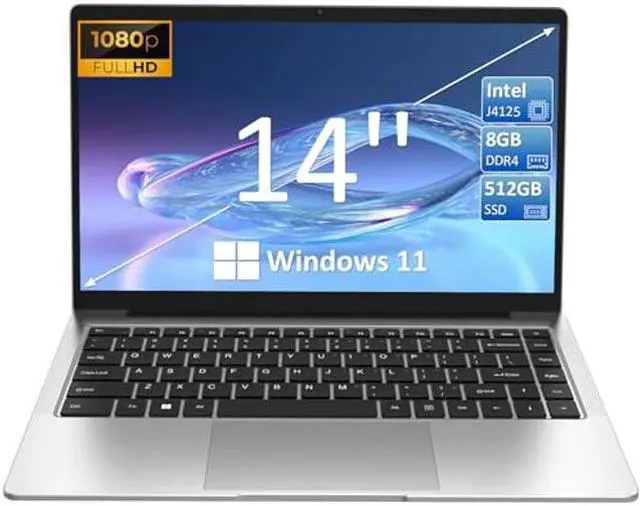 Main image of Molegar Laptop 14'',8GB DDR4 512GB SSD Laptops Computer,Intel Celeron J4125 4M Cache, up to 2.70 GHz Gemini Lake,Windows 11 FHD 1920x1080 Screen,Dual Band WiFi,Webcam