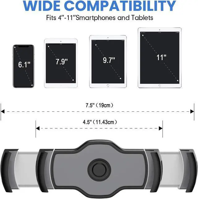 Alt view image 2 of 5 - AboveTEK Stylish Aluminum Tablet Stand, iPad Stand, Folding 360deg Swivel iPad iPhone Desk Mount Holder fits 4-11" Tablets/Smartphones for Kitchen Bedside Office Table POS Kiosk Showroom