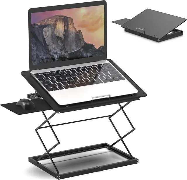 Main image of CD4 Adjustable Standing Desk Converter for Laptops - Vertical Laptop Stand for Desk Adjustable Height Table Top Standing Desk Riser with Mouse Pad 2.6"-18.6" Standing Desk Adjustable Height Converter