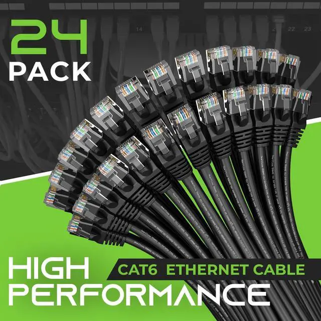 Alt view image 2 of 5 - GearIT Cat 6 Ethernet Cable 7 ft (24-Pack) - Cat6 Patch Cable, Cat 6 Patch Cable, Cat6 Cable, Cat 6 Cable, Cat6 Ethernet Cable, Network Cable, Internet Cable - Black 7 Feet