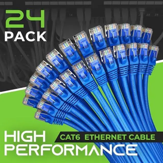 Alt view image 2 of 5 - GearIT Cat 6 Ethernet Cable 7 ft (24-Pack) - Cat6 Patch Cable, Cat 6 Patch Cable, Cat6 Cable, Cat 6 Cable, Cat6 Ethernet Cable, Network Cable, Internet Cable - Blue 7 Feet