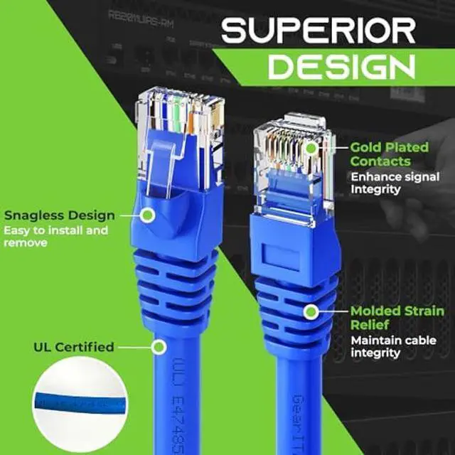 Alt view image 3 of 5 - GearIT Cat 6 Ethernet Cable 7 ft (24-Pack) - Cat6 Patch Cable, Cat 6 Patch Cable, Cat6 Cable, Cat 6 Cable, Cat6 Ethernet Cable, Network Cable, Internet Cable - Blue 7 Feet