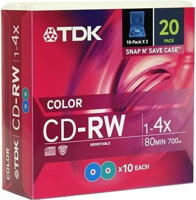Main image of TDK 20 Pack Of CD-RW80 Rewriteable CDR's