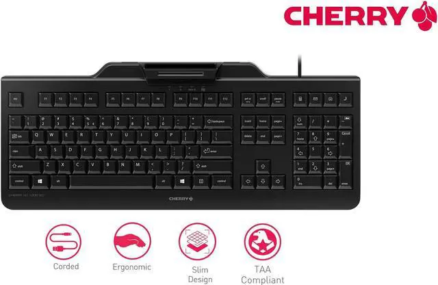 Alt view image 3 of 3 - CHERRY Secure Board 1.0 - USB Keyboard - Smart Card Reader - Wired - GS Approval - QWERTY Security Keyboard - Black