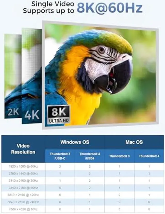 Alt view image 2 of 5 - Cable Matters 8-in-1 Portable 40Gbps USB4 Hub (USB 4 Dock) Dual DisplayPort 4K@60Hz, Single DisplayPort 8K@60Hz, 100W PD, Gigabit Ethernet, Compatible with Thunderbolt 4 for XPS, Surface Pro, iPad Pro