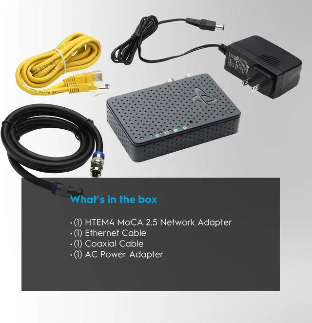 Alt view image 3 of 5 - Hitron Bonded MoCA 2.5 Network Adapter for Ethernet Over Coax (Add-on 1 Pack) | 1 Gbps Ethernet, 2.5 Gbps Over existing Coax Cables | Ideal Backbone for Home Mesh WiFi, Streaming, and Gaming