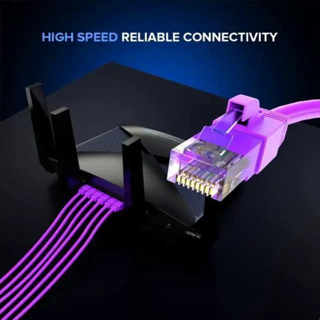 Alt view image 2 of 5 - Maximm Cat 6 Ethernet Cable 4 Ft, (50-Pack) Cat6 Cable, LAN Cable, Internet Cable, Patch Cable and Network Cable - UTP (Purple) 4 Feet ethernet Cord
