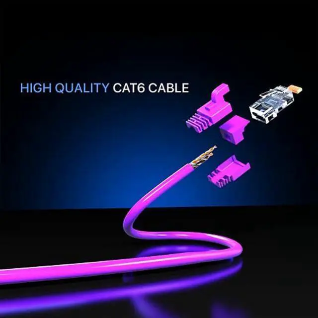 Alt view image 3 of 5 - Maximm Cat 6 Ethernet Cable 4 Ft, (50-Pack) Cat6 Cable, LAN Cable, Internet Cable, Patch Cable and Network Cable - UTP (Purple) 4 Feet ethernet Cord