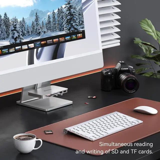 Alt view image 5 of 5 - Minisopuru iMac Hub - Compatible with iMac 24 inch M1/M3/M4 and Studio Display 27 inch, Accessories Support Max 10Gbps M.2 SSD (SSD Not Included), USB A/C 10Gbps, SD/TF, Silver.