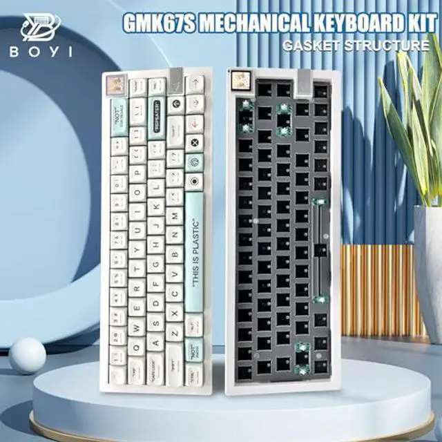 Alt view image 2 of 5 - BOYI GMK67S-65% Keyboard Kit,Hot-Swap Bluetooth5.0/2.4G/Type-C Tri-Mode Wireless RGB Mechanical Keyboard TFT-LCD Screen Gasket Structure Kit,Customized VIA-programmable Keyboard Kit(White)