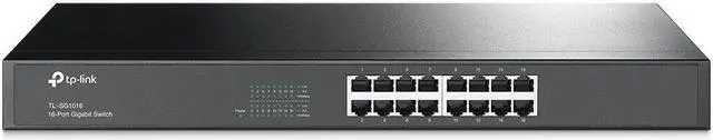 Main image of TP-Link TL-SG1016 | 16 Port Gigabit Ethernet Switch | Plug & Play | Sturdy Metal, Shielded Ports, Rackmount, Fanless, Black | 3 Year Manufacturer Warranty | Unmanaged