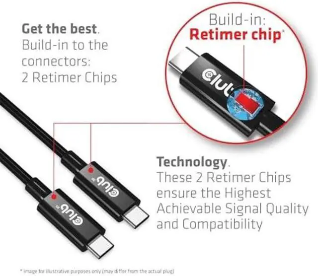 Alt view image 5 of 5 - Club 3D CAC-1579 USB4 Gen3x2 Type C to Type C Bi-Directional Cable with 240W Charging, 40Gbps Data Transmission and Supports 8K60Hz Video with Retimer IC 3m-9.84ft