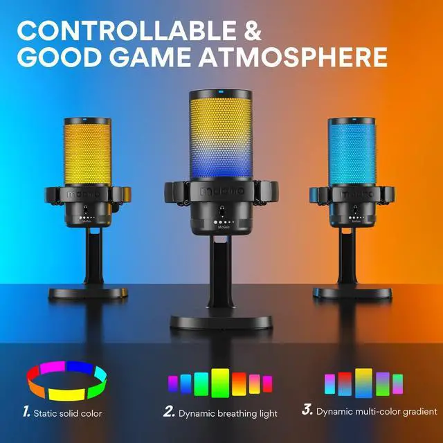 Alt view image 3 of 5 - MAONO 2PCS USB Gaming Microphone, PC Computer Condenser mic with Noise Cancellation, RGB Lights, Mute, Gain Control for Streaming, Recording, Podcast, Chat, Twitch, YouTube, Discord