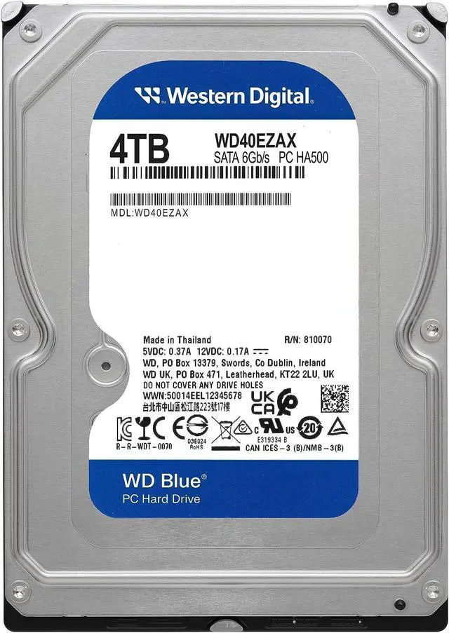 Alt view image 2 of 5 - Western Digital 4TB WD Blue PC Internal Hard Drive HDD - 5400 RPM, SATA 6 Gb/s, 256 MB Cache, 3.5" - WD40EZAX