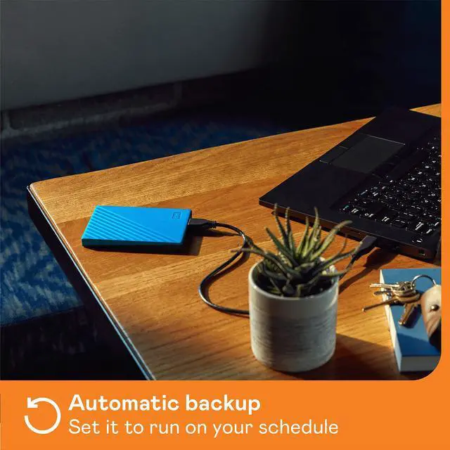 Alt view image 3 of 5 - Western Digital WD 2TB My Passport Portable External Hard Drive with backup software and password protection, Blue - WDBYVG0020BBL-WESN