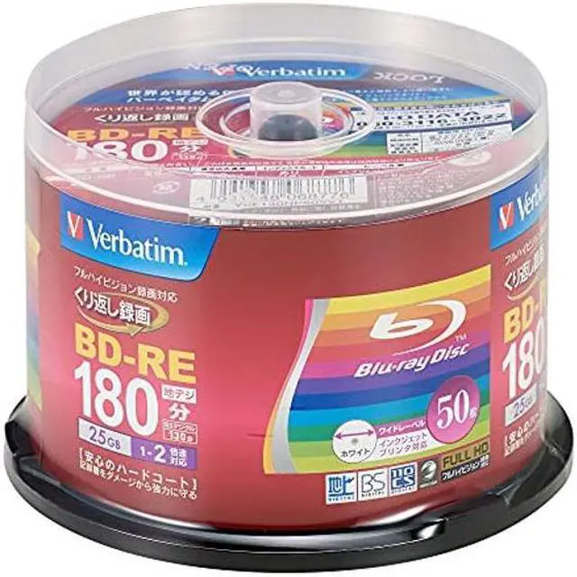 Main image of Verbatim Japan VBE130NP50SV1 Blu-ray Disc for Repeated Recording, 25 GB, 50 Sheets, White Printerable, Single Side, 1 Layer, 1-2x Speed