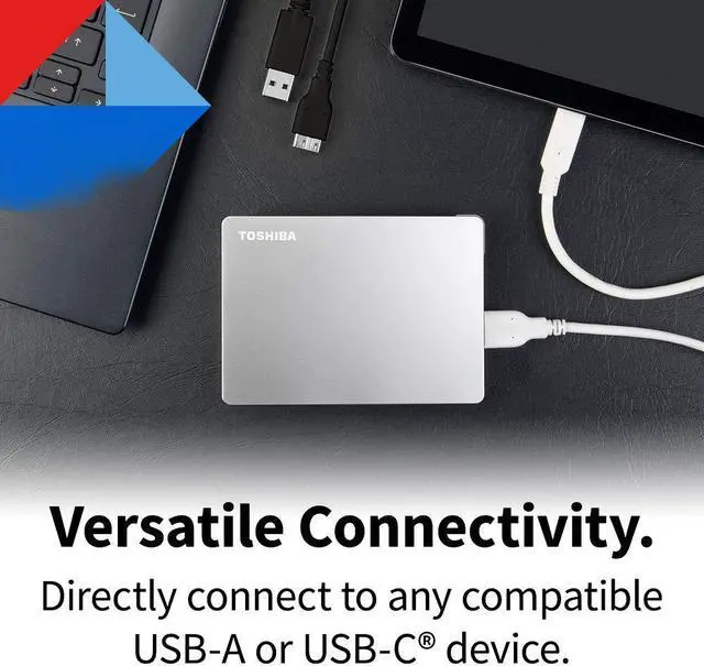 Alt view image 2 of 5 - Toshiba Canvio Flex 2TB Portable External Hard Drive USB-C USB 3.0, Silver for PC, Mac, & Tablet - HDTX120XSCAA