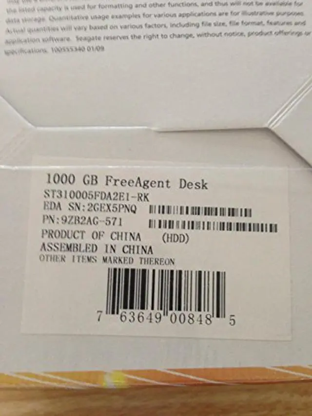 Alt view image 3 of 3 - Seagate FreeAgent Desk 1 TB USB 2.0 Desktop External Hard Drive ST310005FDA2E1-RK (Silver)