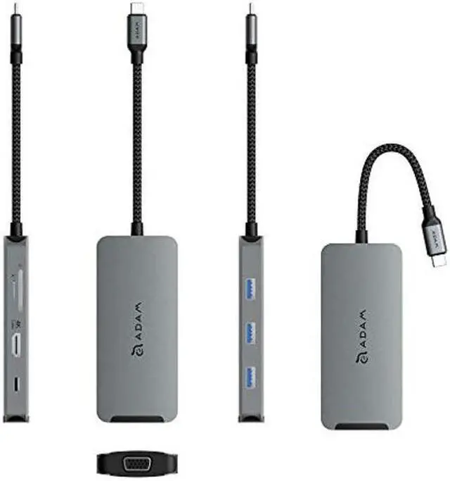 Alt view image 3 of 5 - ADAM elements 8-in-1 USB C Hub - 4K USB C to HDMI - 100W USB C PD - SD Card Reader - 3 USB 3.1 Ports - Portable, Durable Aluminum Case