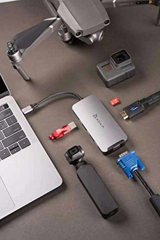 Alt view image 5 of 5 - ADAM elements 8-in-1 USB C Hub - 4K USB C to HDMI - 100W USB C PD - SD Card Reader - 3 USB 3.1 Ports - Portable, Durable Aluminum Case