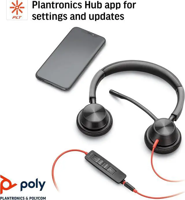 Alt view image 5 of 5 - Plantronics - Blackwire 3325 Wired Stereo Headset with Boom Mic (Poly) - Connect to PC/Mac via USB-A or mobile/tablet via 3.5 mm connector - Works with Teams, Zoom & more