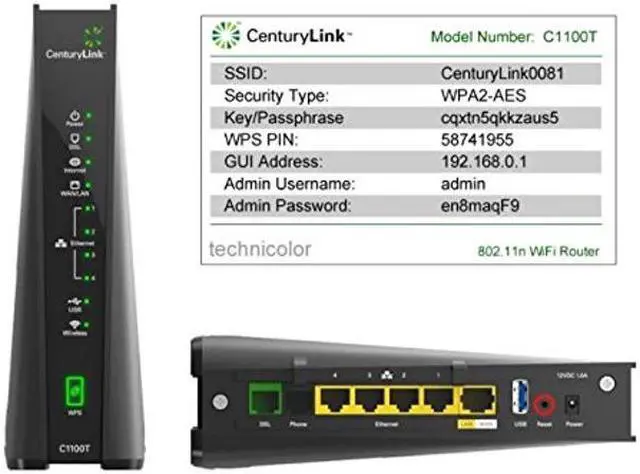 Alt view image 2 of 2 - CenturyLink Technicolor C1100T Vdsl2 Modem 802.11n WiFi Router