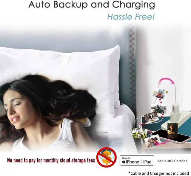 Alt view image 2 of 4 - PioData iXflash Cube 256GB Photo Storage Device Apple MFi Certified USB Type A for iPhone & iPad, Auto Backup Photos & Videos