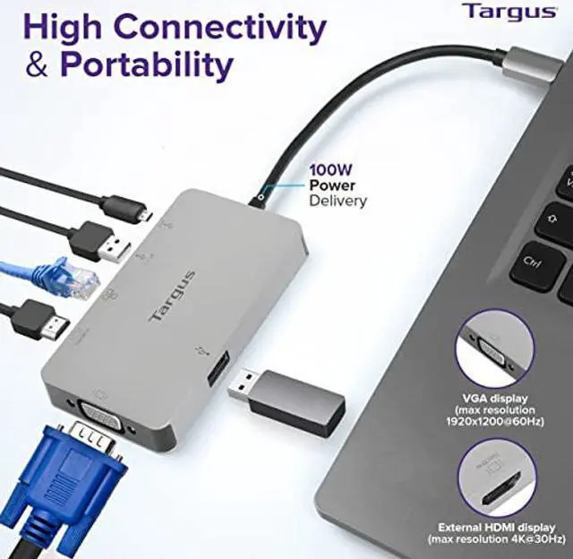 Alt view image 2 of 5 - Targus USB C Docking Station, Alt Mode Single Video 4K HDMI/VGA, USB C Laptop Docking Station, 3 Port USB Docking Station for Mac, Windows, Chrome OS, HDMI Hub for Single Monitor (DOCK419USZ)