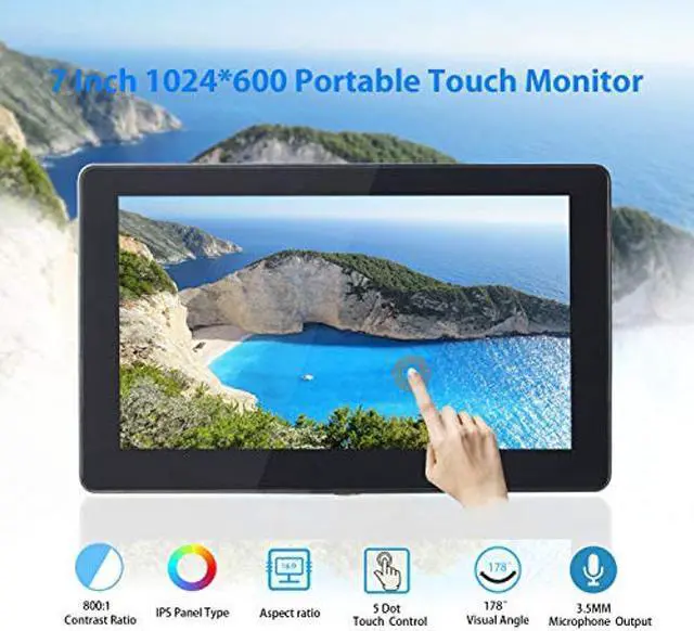 Alt view image 2 of 5 - SunFounder 7 Inch Touchscreen for Raspberry Pi Capacitive Screen IPS Monitor LCD Display Supports HDMI USB-C for Raspberry Pi 4B 3B+ 2 Model B Windows with Bracket