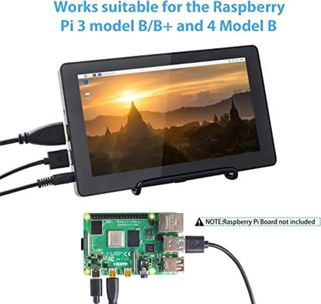 Alt view image 5 of 5 - SunFounder 7 Inch Touchscreen for Raspberry Pi Capacitive Screen IPS Monitor LCD Display Supports HDMI USB-C for Raspberry Pi 4B 3B+ 2 Model B Windows with Bracket