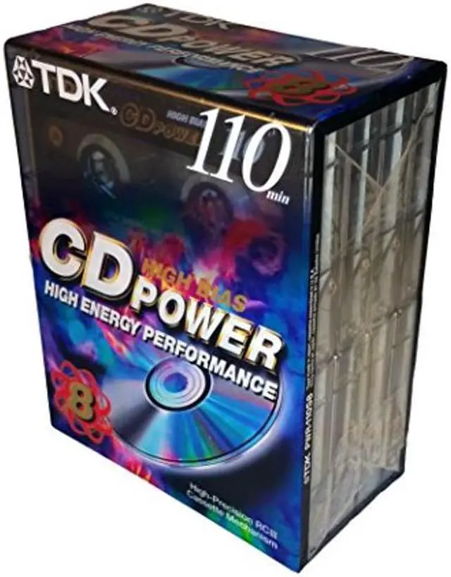 Main image of TDK CD Power 110 High Bias High Energy Performance Blank Audio Cassette Tapes - 8 Pack