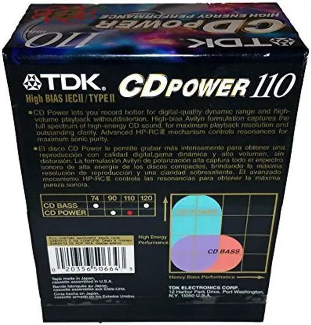 Alt view image 2 of 3 - TDK CD Power 110 High Bias High Energy Performance Blank Audio Cassette Tapes - 8 Pack