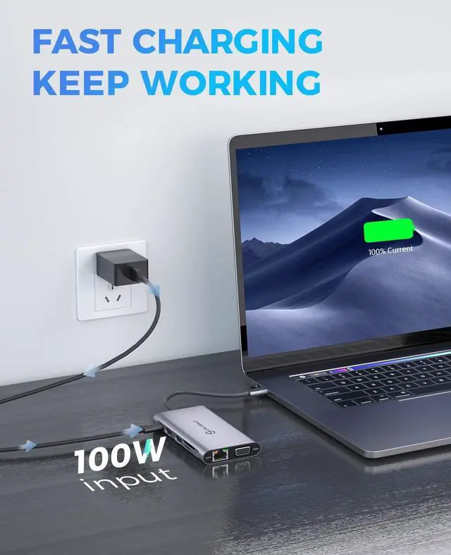 Alt view image 5 of 5 - UtechSmart USB C Hub,Triple Display USB C Laptop Docking Station, 11 in 1 USB C Dock with Dual HDMI, VGA, PD3.0, SD TF Card Slot, 4 USB Ports Dual Monitor Adapter Compatible for MacBook and Windows