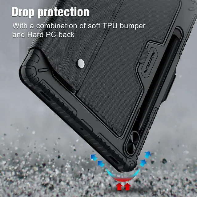 Alt view image 4 of 4 - Nillkin Galaxy Tab S8 Plus/S7 FE/S7 Plus 5G Case with Keyboard 12.4 inch, Multi-Angle Detachable Wireless Keyboard Case with Camera Cover and S Pen Holder, Black