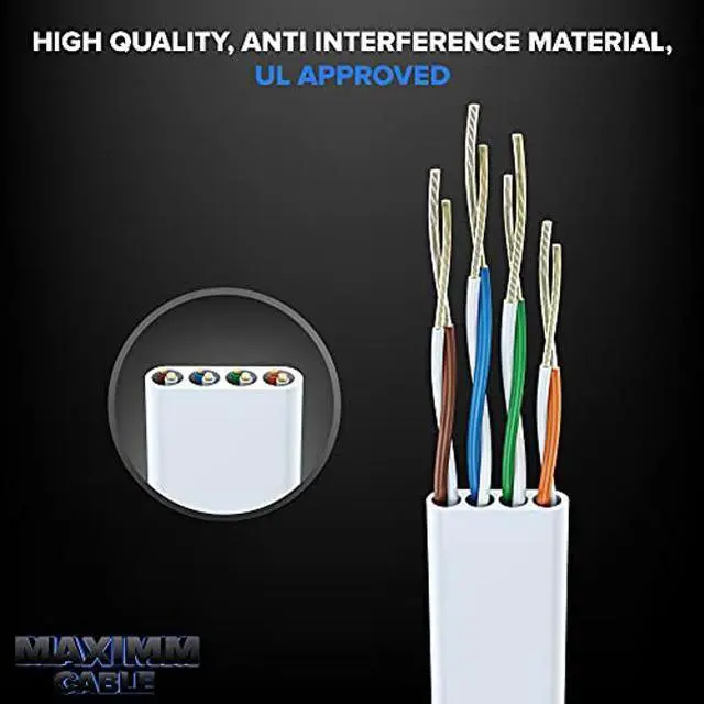 Alt view image 3 of 5 - Cat 6 Ethernet Cable 25 ft - with a Flat, Space-Saving Design High-Speed Internet & Network LAN Patch Cable, RJ45 Connectors - 25ft / White / 10 Pack - Perfect for Gaming, Streaming, and More