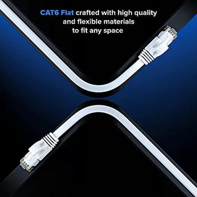 Alt view image 4 of 5 - Cat 6 Ethernet Cable 25 ft - with a Flat, Space-Saving Design High-Speed Internet & Network LAN Patch Cable, RJ45 Connectors - 25ft / White / 10 Pack - Perfect for Gaming, Streaming, and More
