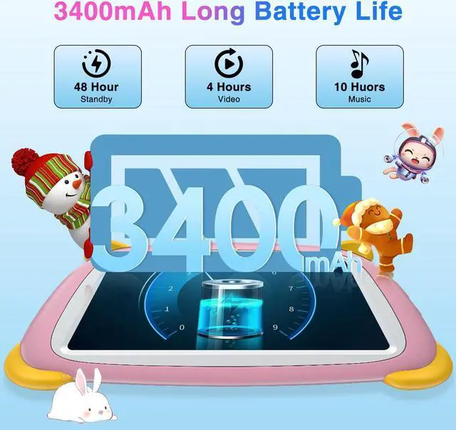 Alt view image 5 of 5 - DOOGEE Kids Pad U7, 7 inch IPS Screen Tablet for Kids, 4+32GB ROM Android 10 Toddler Pad,3400mAh Battery, Parental Control, Dual Camera, Shockproof Case, Educational, Games Bluetooth/WiFi (Pink)